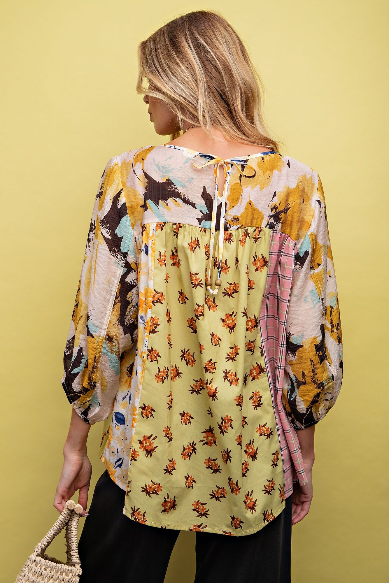 Autumn Mix n Match Print Woven Top Mustard Pink