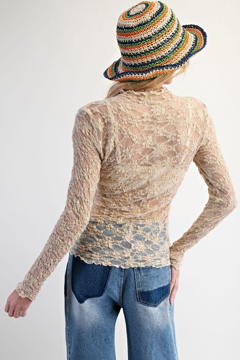 Leah Allover Lace Fitted Top Natural