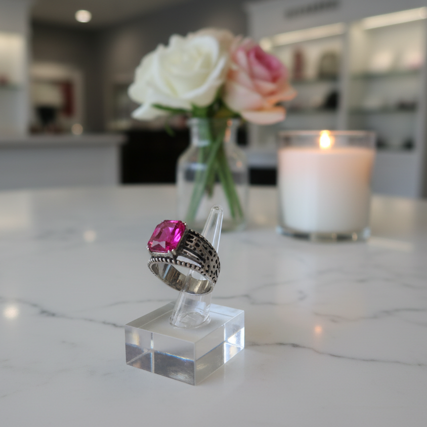 Hot Pink Silver Ring