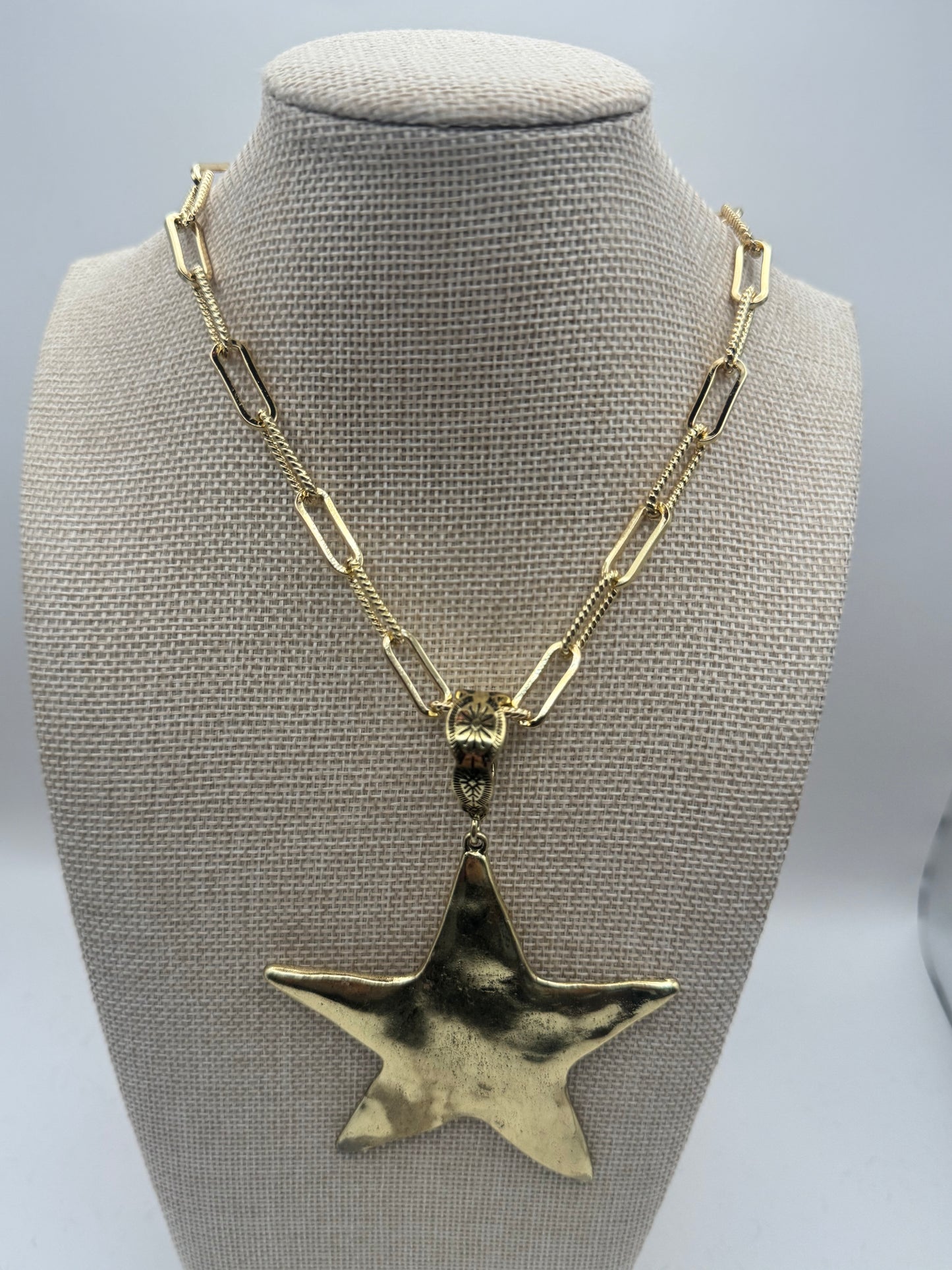 Hammered Star Gold Necklace