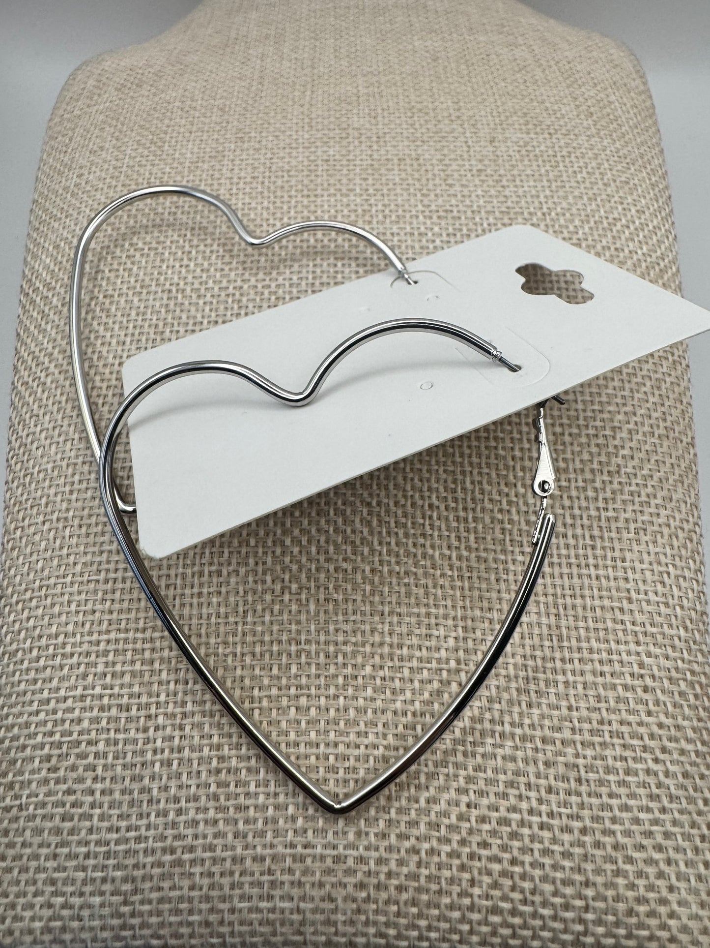 Silver Heart Hoop Earrings