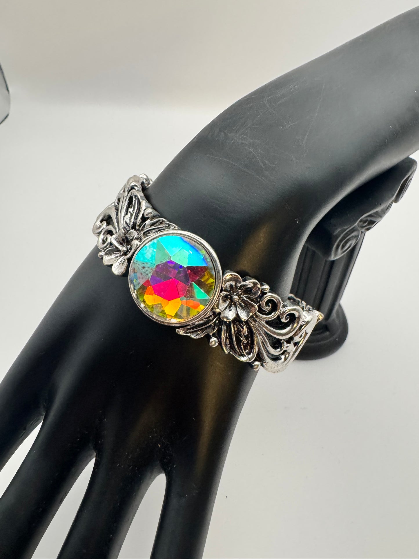 Large AB Stone Floral Bracelet