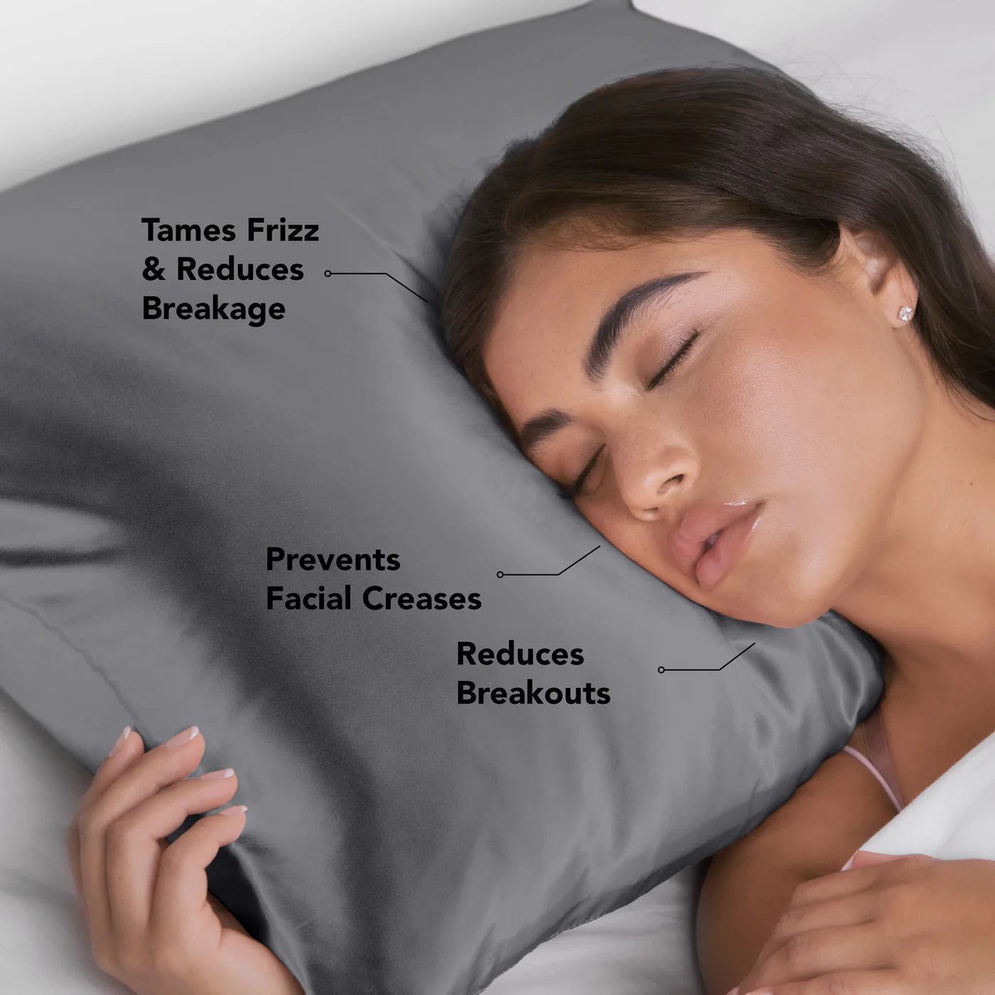 KITSCH Queen Satin Pillowcase in Charcoal