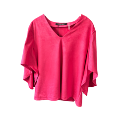 Faux Suede Top Hot Pink