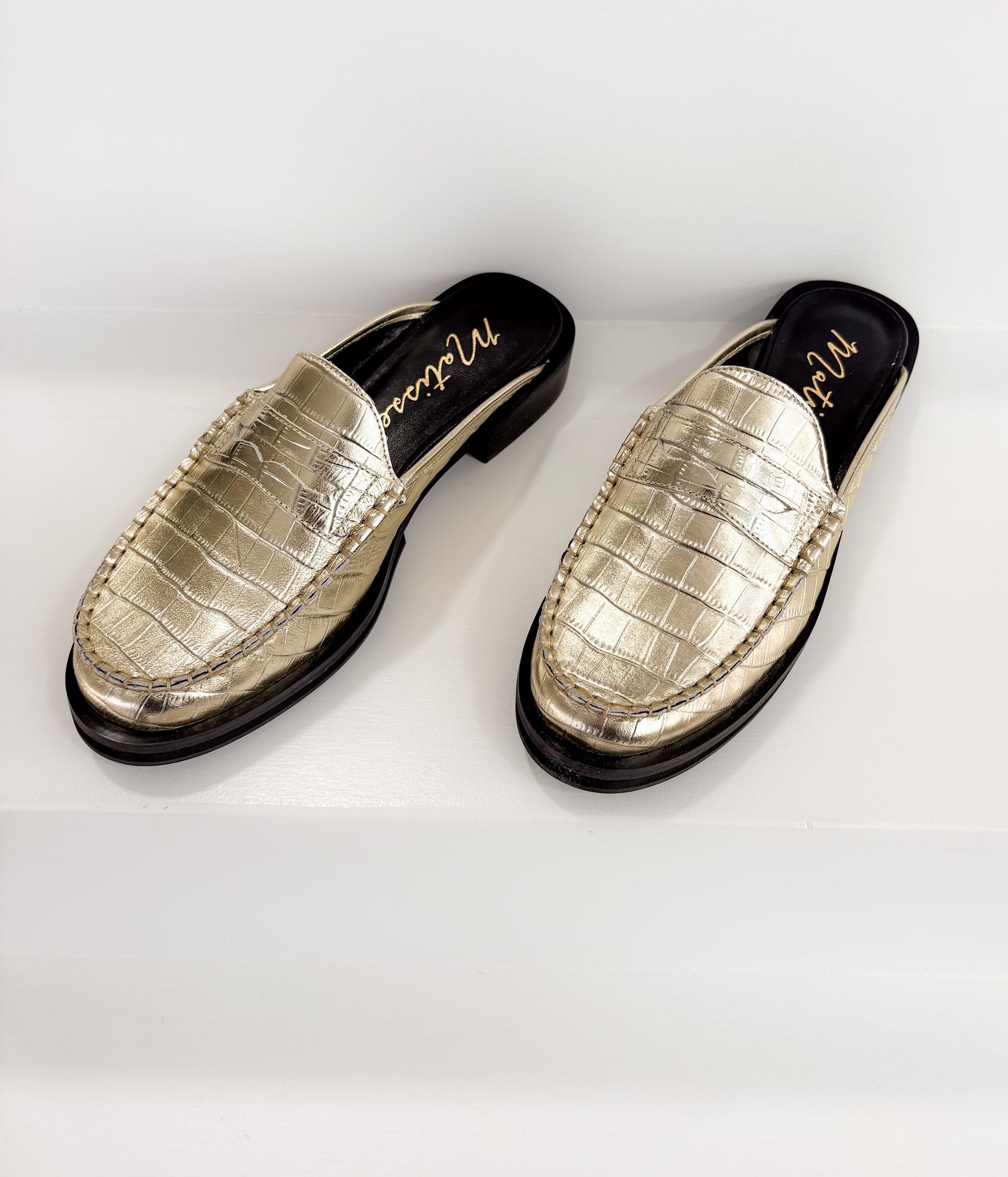 Tasha Loafer Mule in Gold