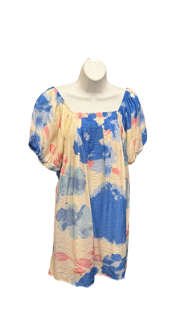 Floral Watercolor Print Dress Blue Floral