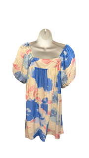 Floral Watercolor Print Dress Blue Floral