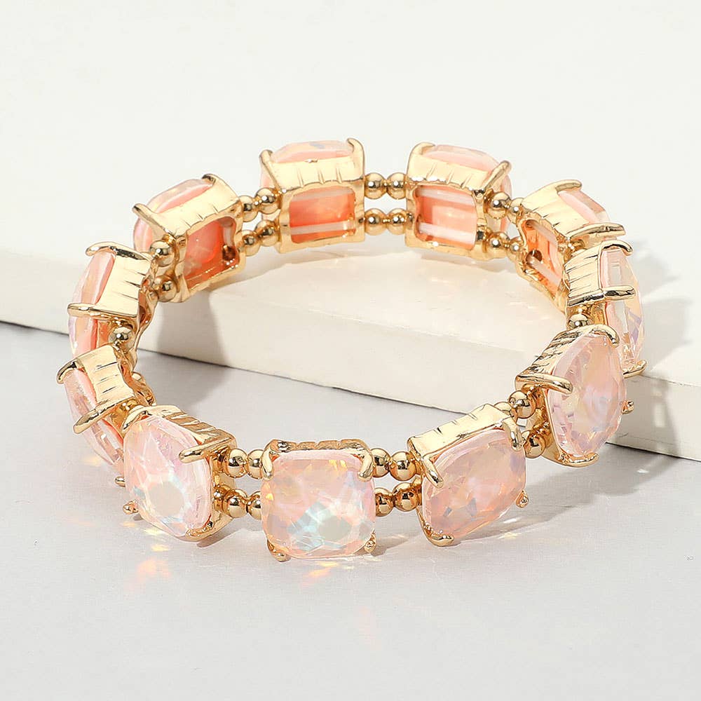 Cushion Square Stone Stretch Evening Bracelet: GCL