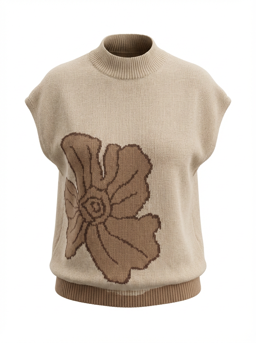 Finley Desert Sand Floral Graphic Wool Blend Sweater Vest