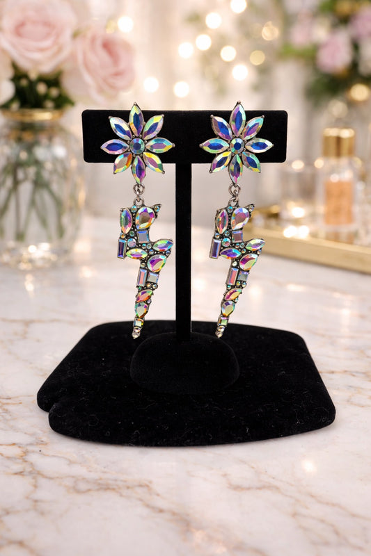 Flower Lightening Bolt Earrings