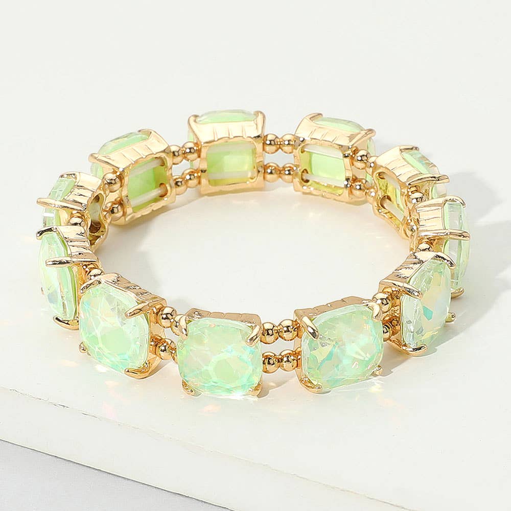 Cushion Square Stone Stretch Evening Bracelet: GCL