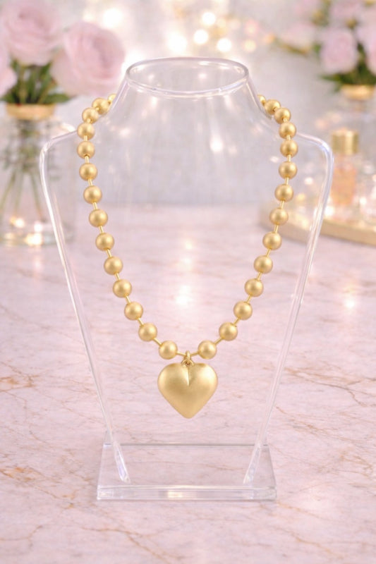 Matte Gold Heart Necklace
