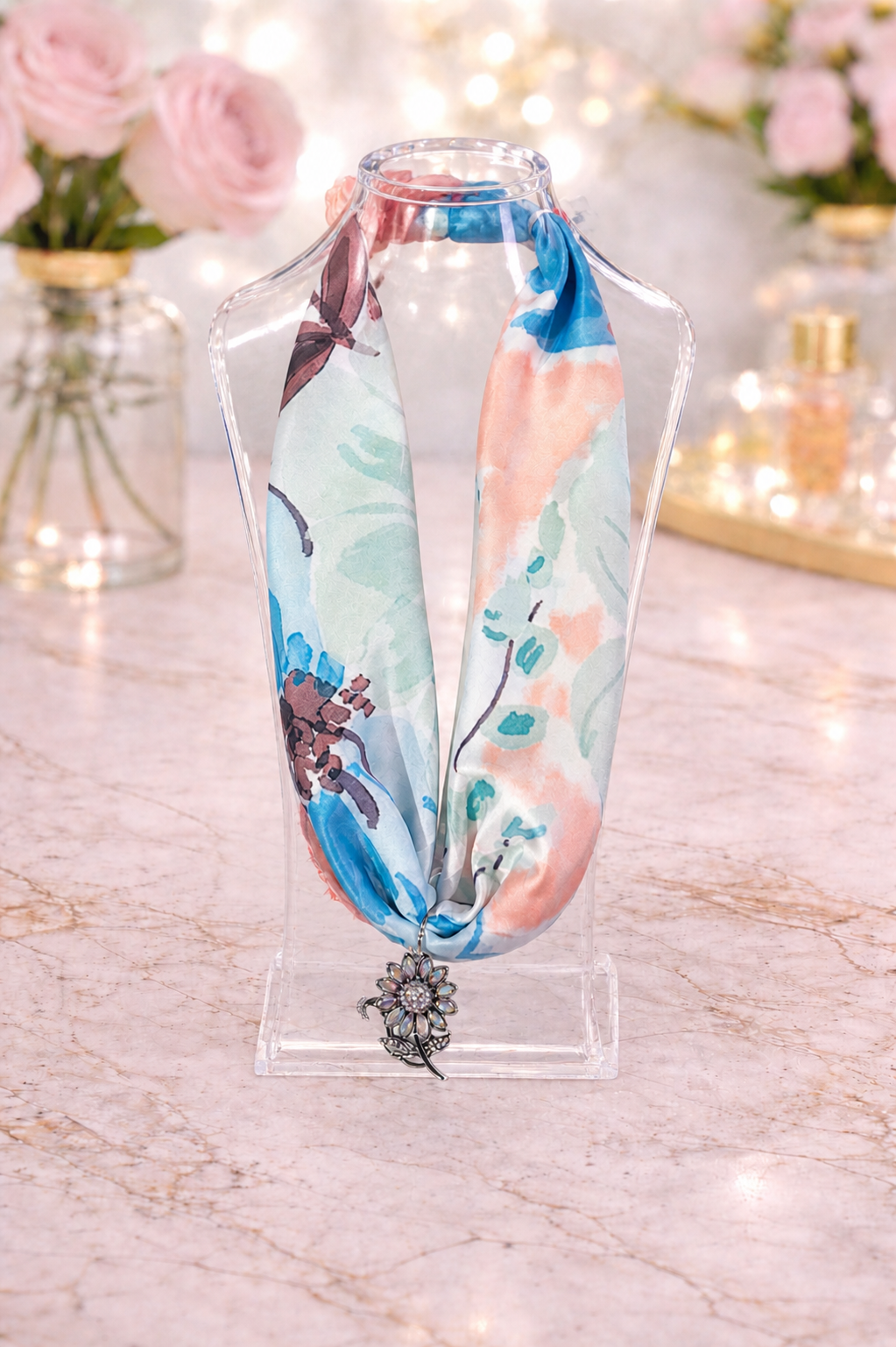Pastel Twilly with Sun Flower Pendant Necklace