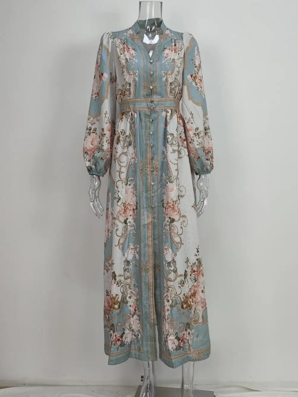 Gisella Vintage Boho Floral Print Pleated Dress