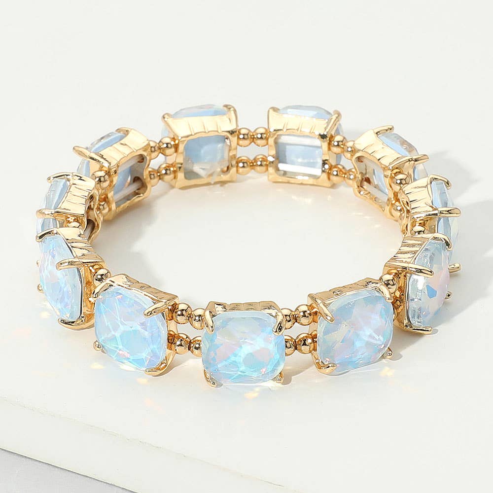 Cushion Square Stone Stretch Evening Bracelet: GCL