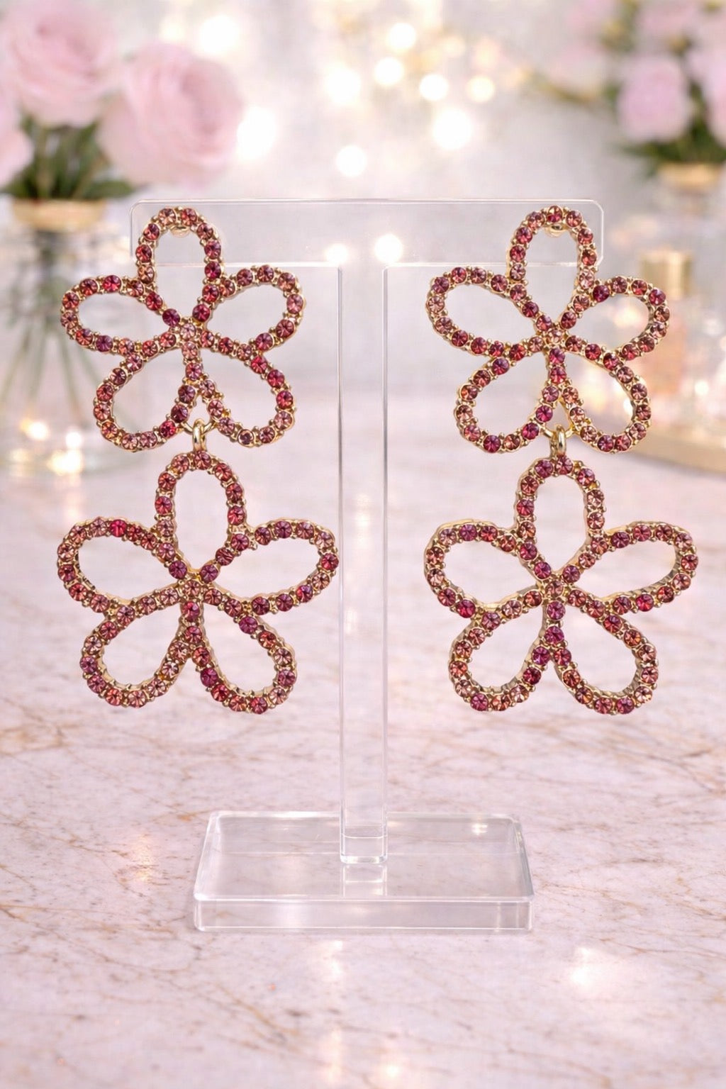 Pink Flower Earrings