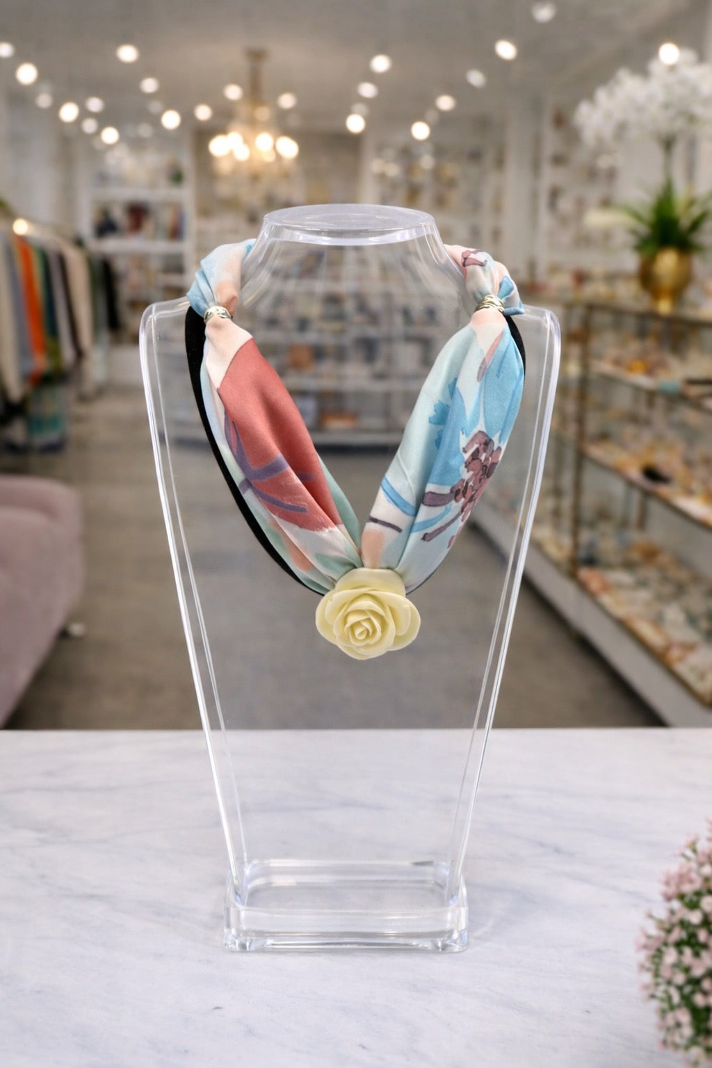 Pastel Twilly with Rose Pendant Necklace