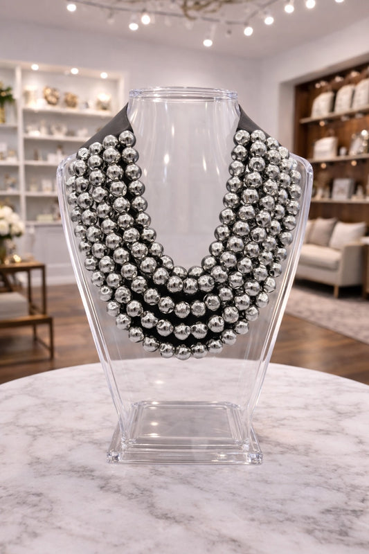 7 Strand Silver Magnetic Closure Necklace