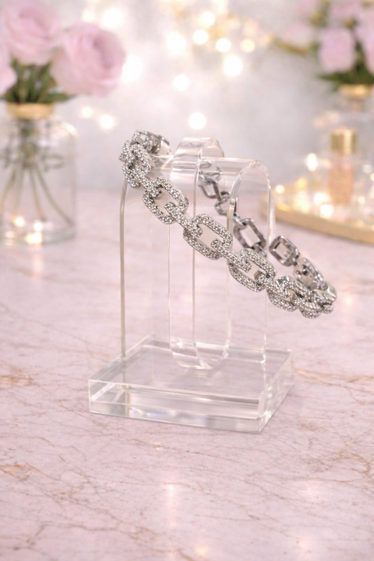 Silver Crystal Link Bracelet