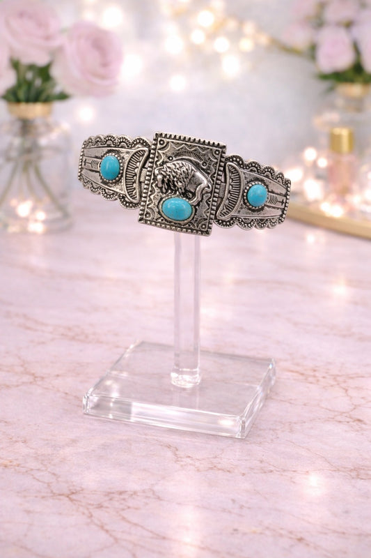 Western Buffalo Howlite Turquoise Bracelet