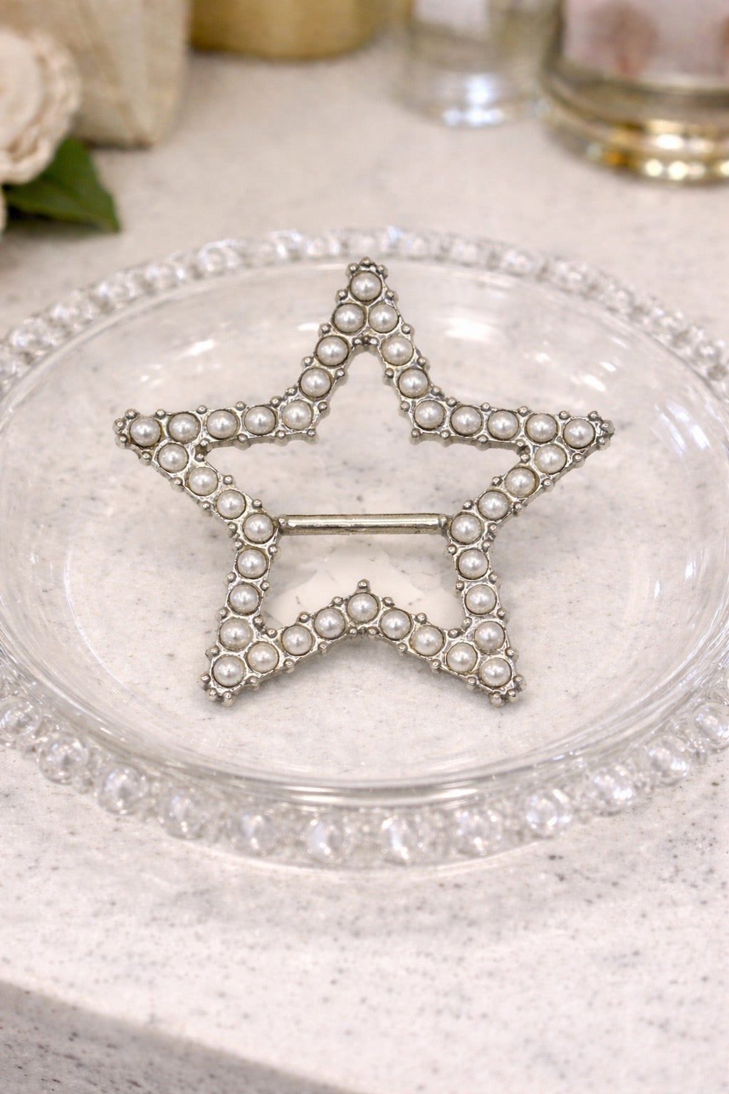 Silver Pearl Star T-Shirt Tie