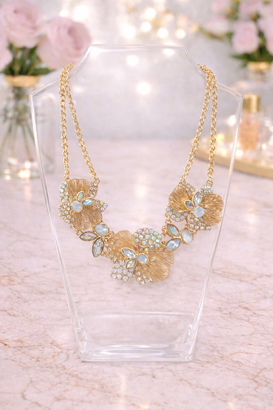Opal Abstract Floral Necklace