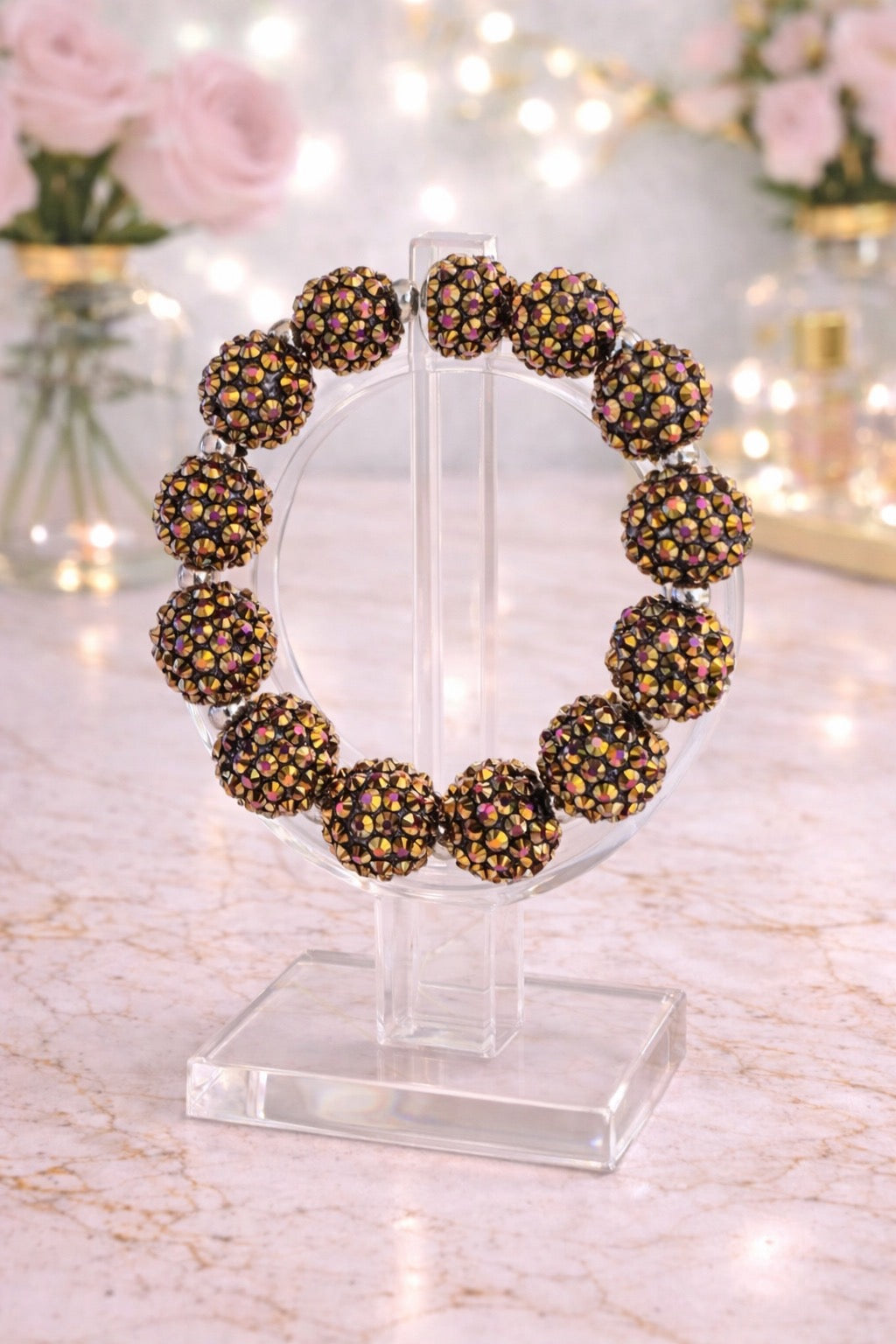Brown Large Crystal Bead Bracelet