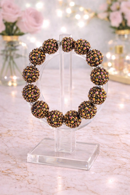 Brown Large Crystal Bead Bracelet