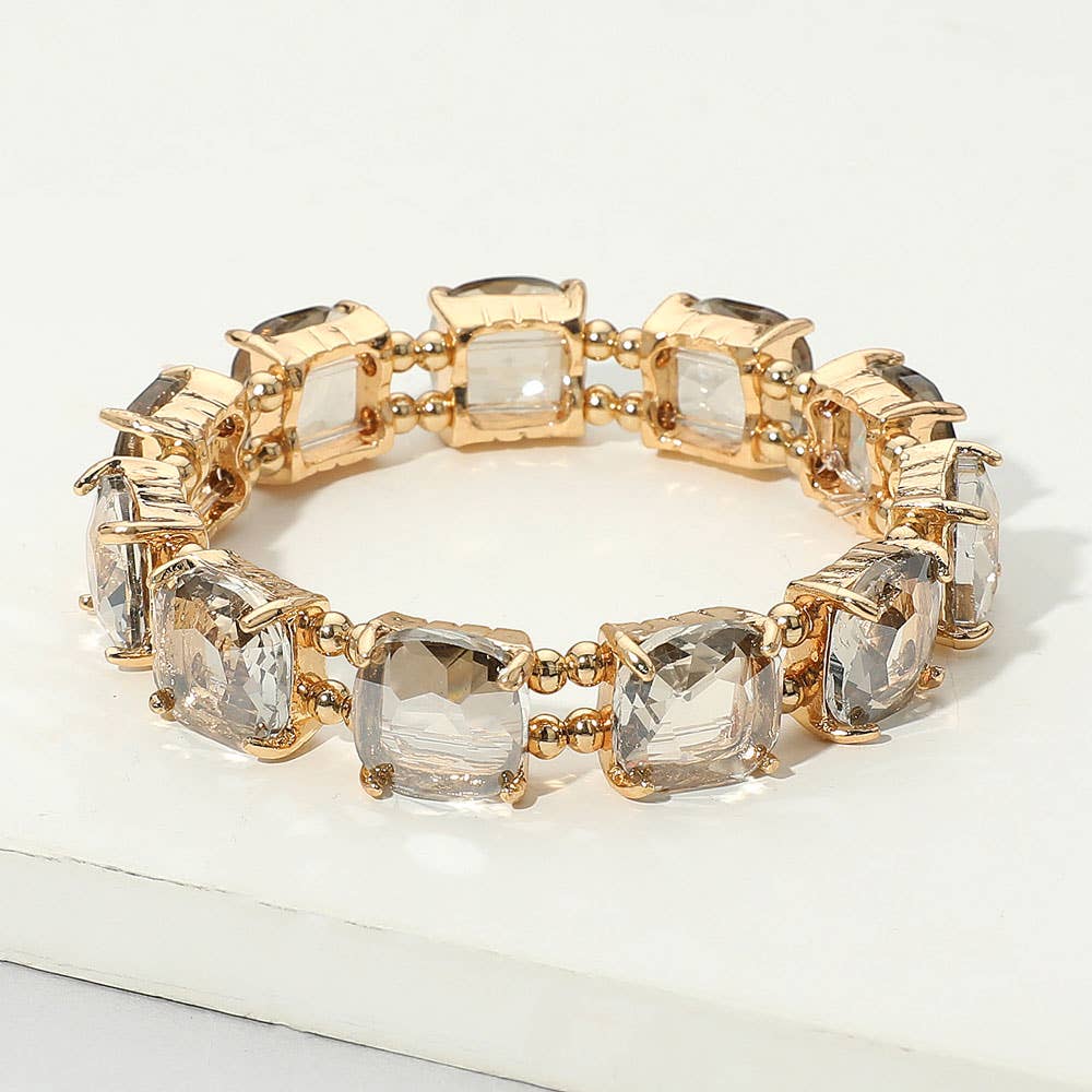 Cushion Square Stone Stretch Evening Bracelet: GCL
