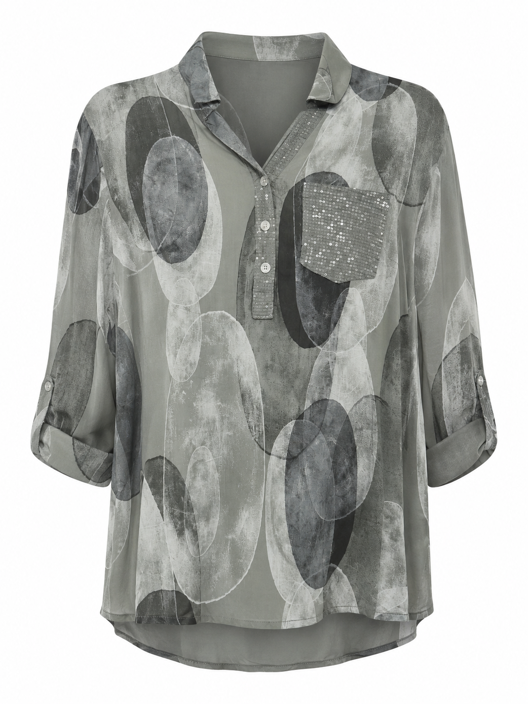 Paloma Printed One Pocket Sequin Top Green on Green