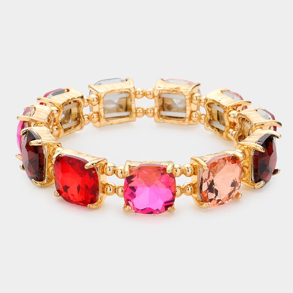 Cushion Square Stone Stretch Evening Bracelet: GCL