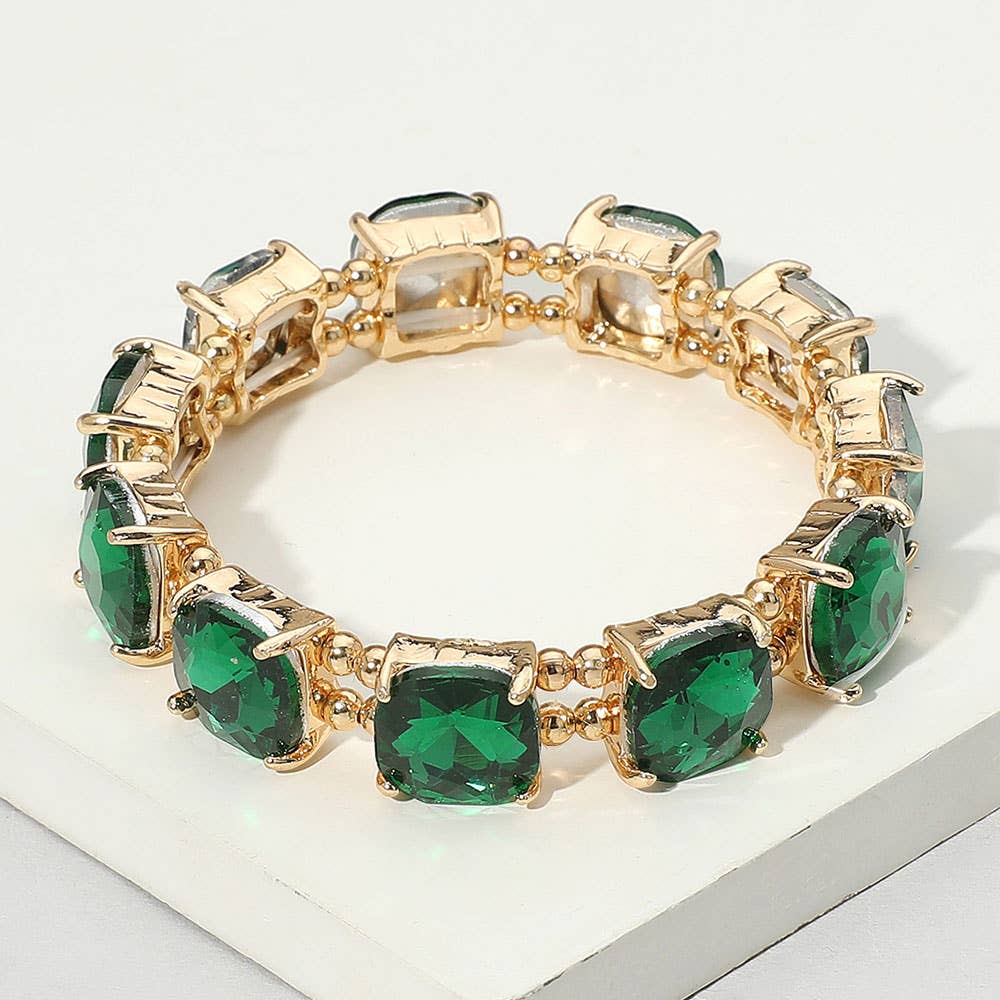 Cushion Square Stone Stretch Evening Bracelet: GCL