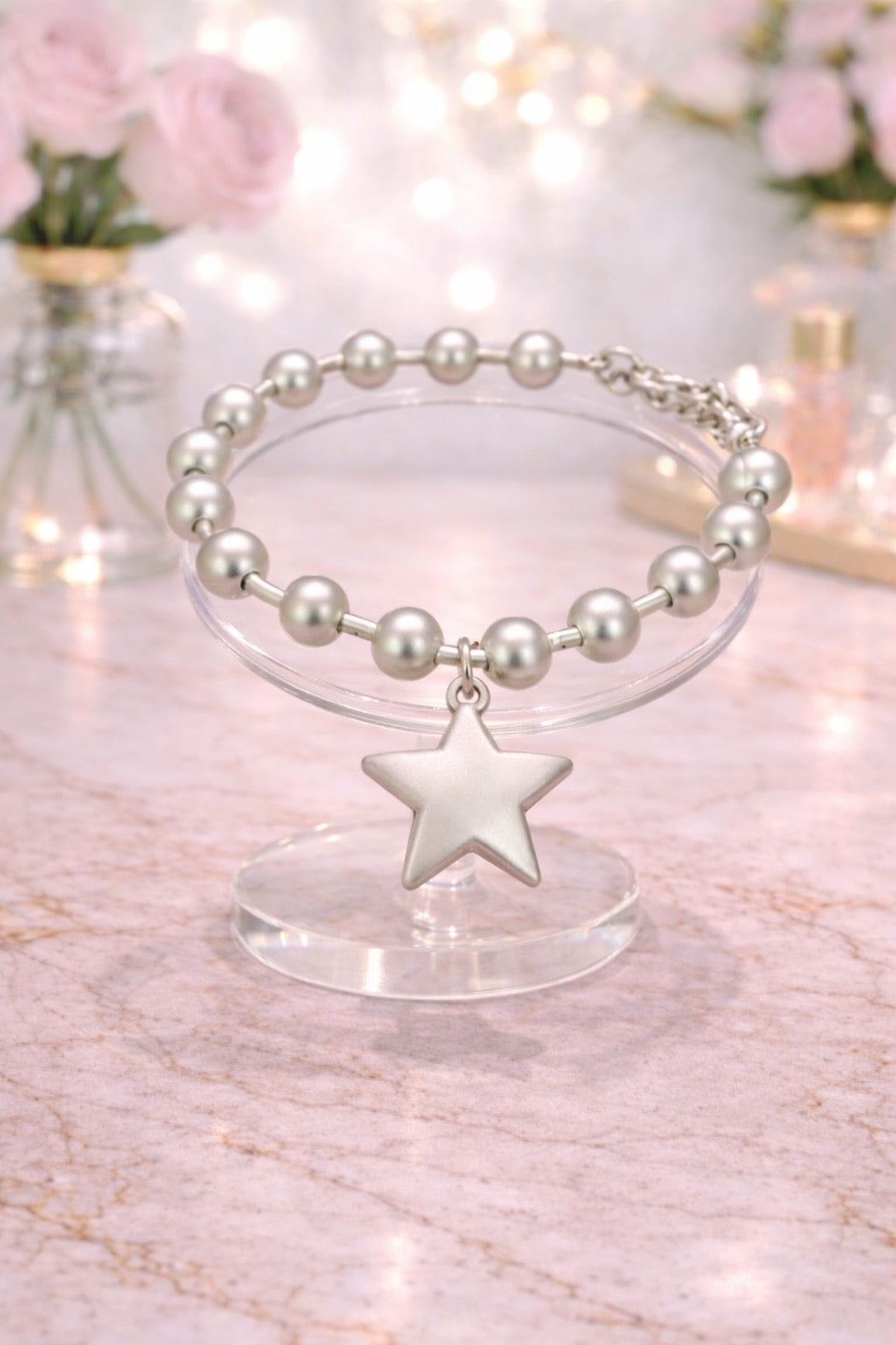 Matte Silver Star Bracelet