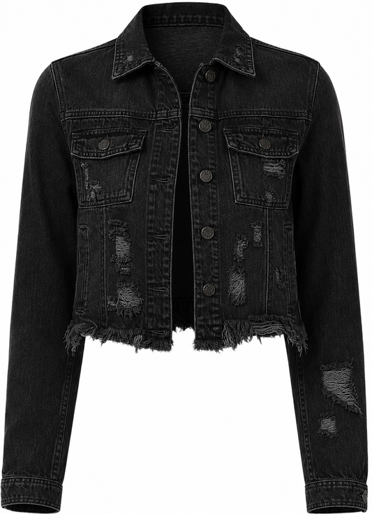 Rebel Fitted Jacket with Uneven Hem Black