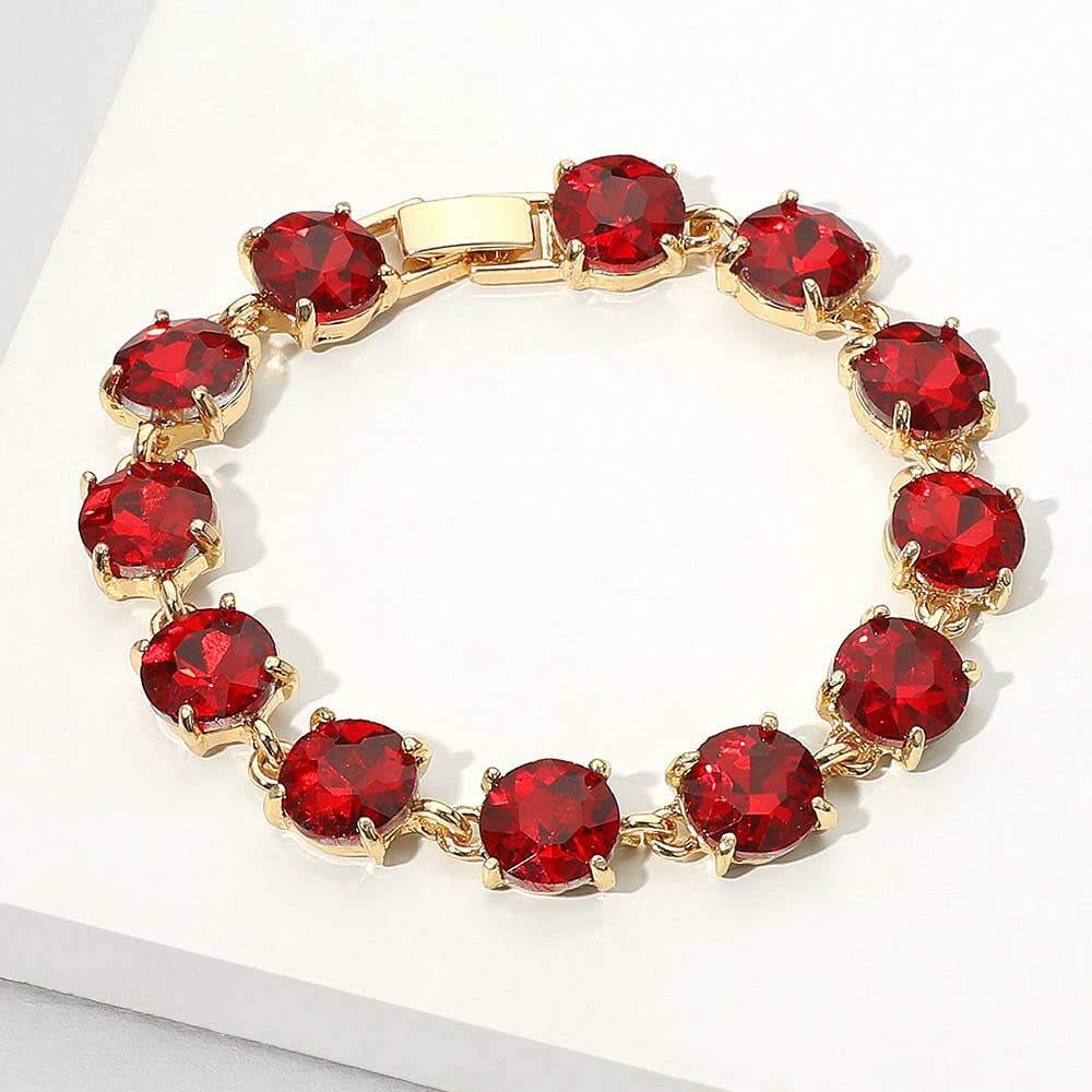 Round Stone Link Evening Bracelet: AB,Aqua