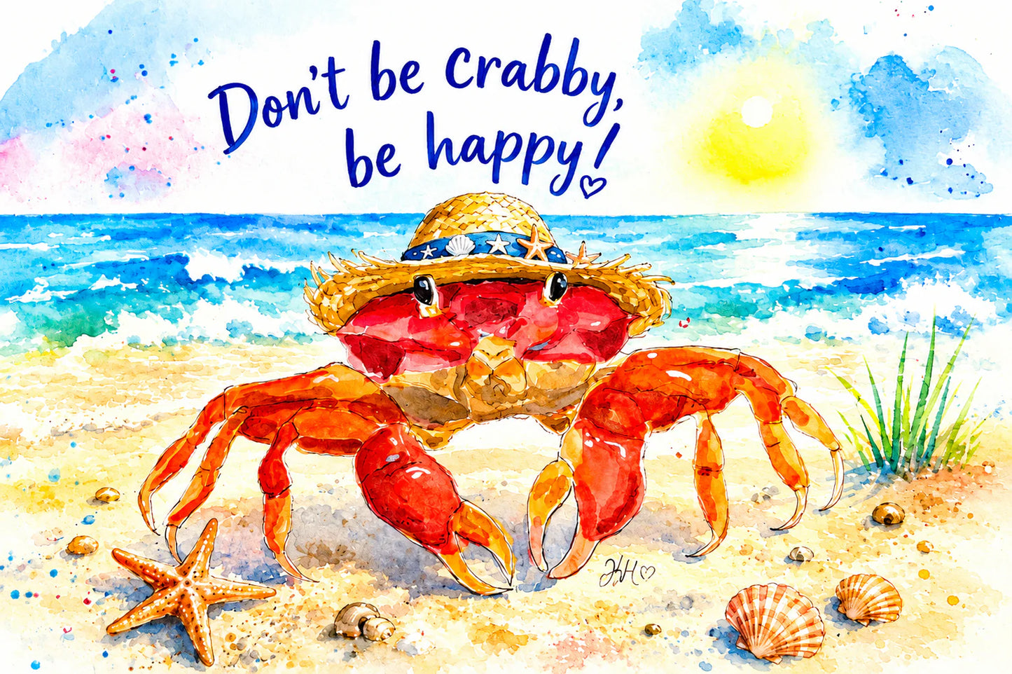 Indigo Blue - Don't Be Crabby, Be Happy Top *Preorder*