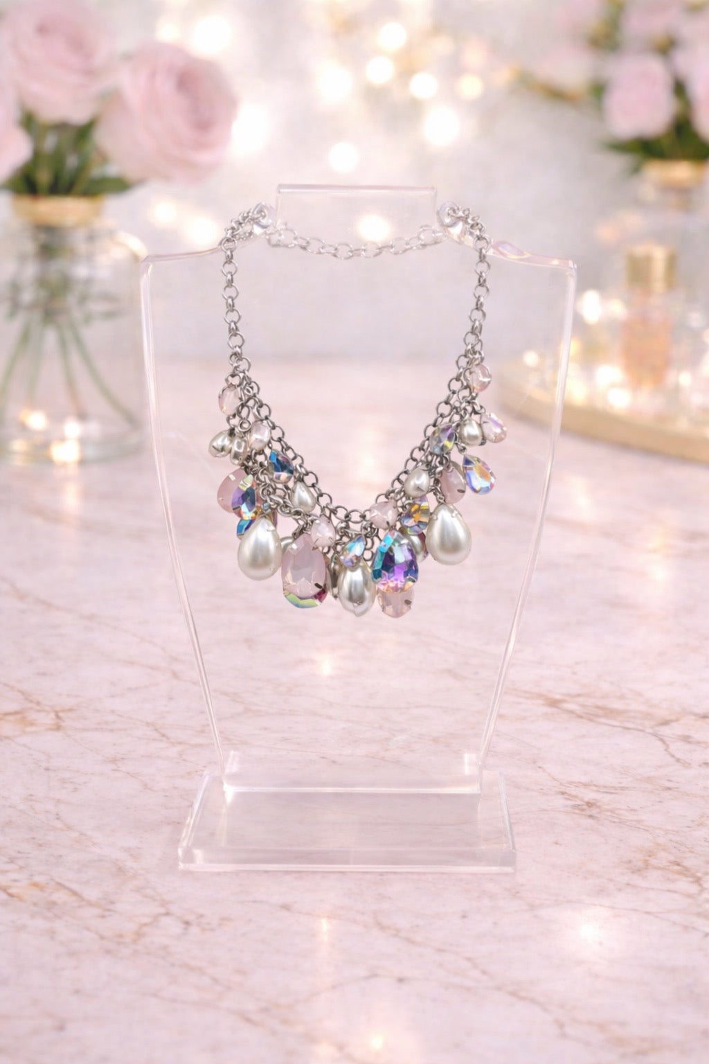 Light Pink Multi Teardrop Necklace