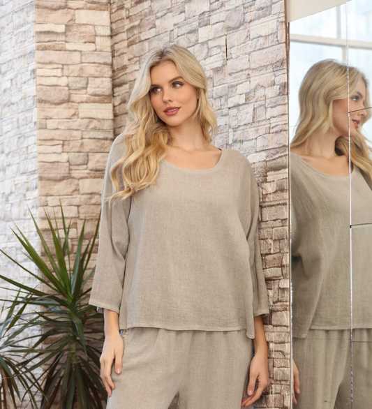 Gianna Gauze 3/4 Sleeve Top