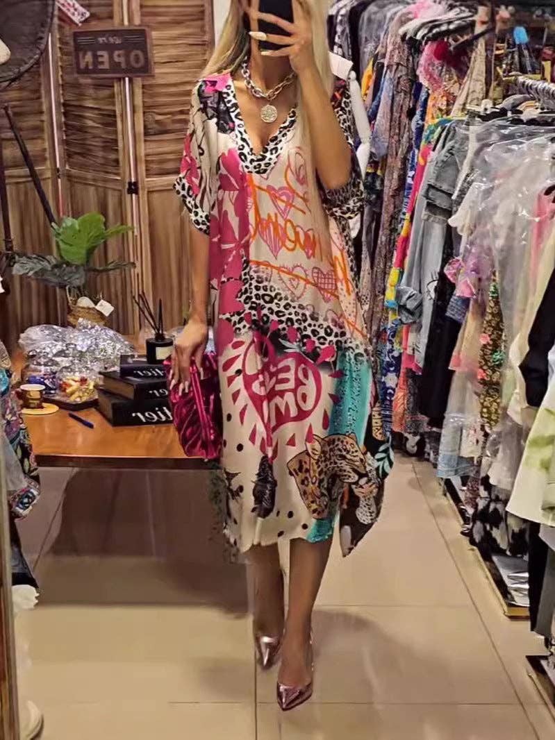 Roxie Leopard Print Dress: Pink