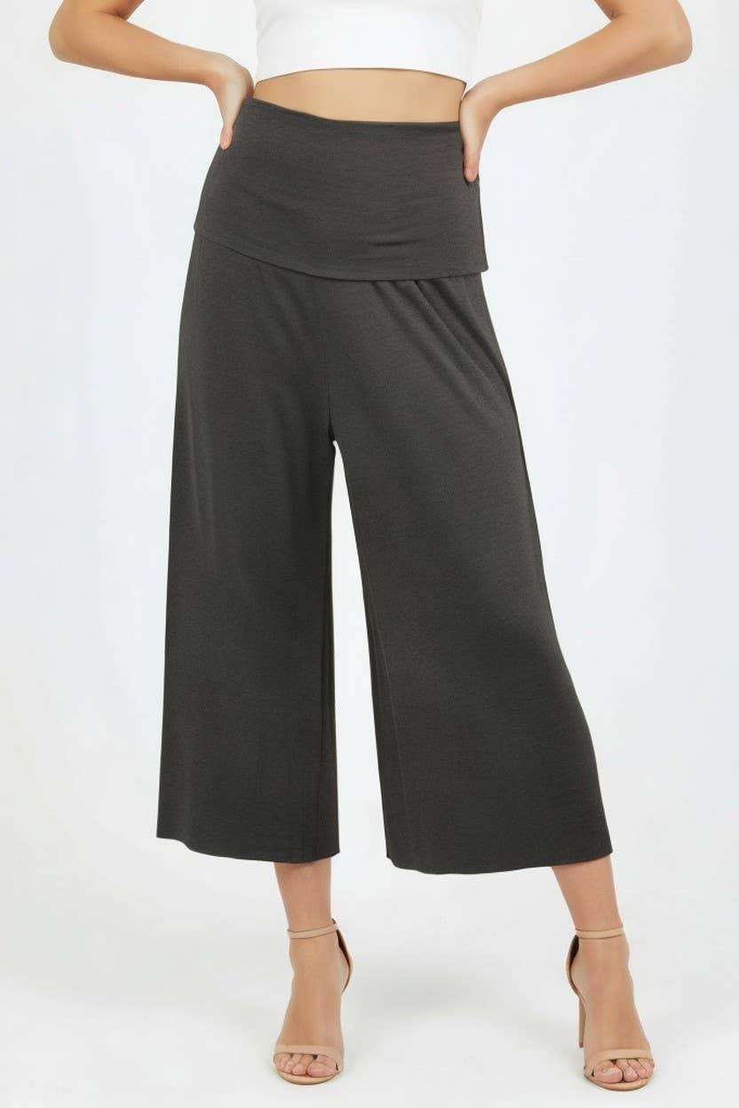 P-84429-JY2 The wide, fold-over waistband gaucho pants