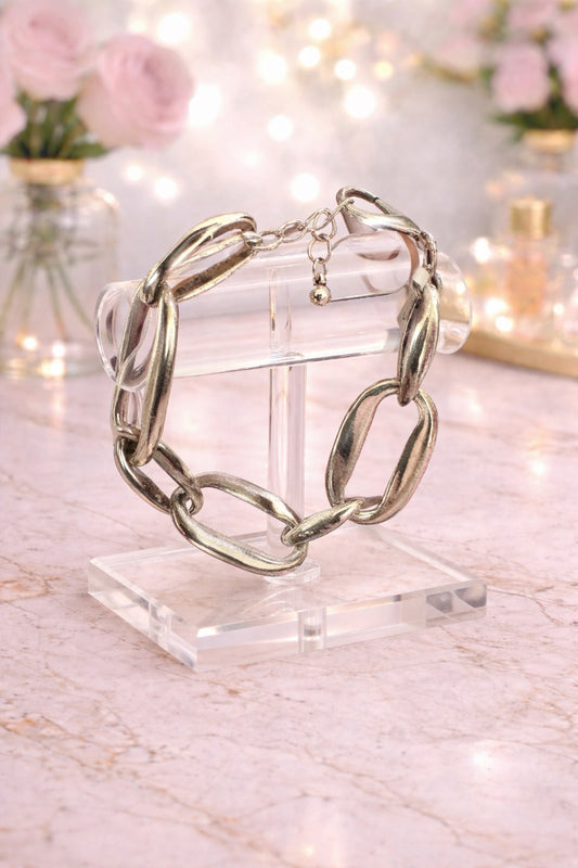 Large Silver Link Bracelet