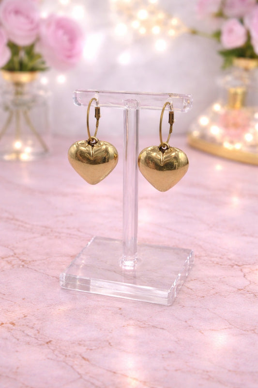 Gold Bubble Heart Earrings