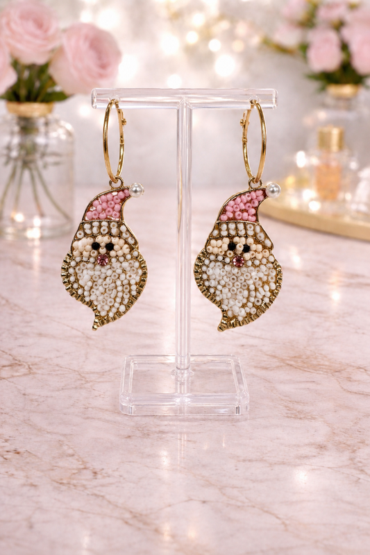 Beaded Santa Earrings
