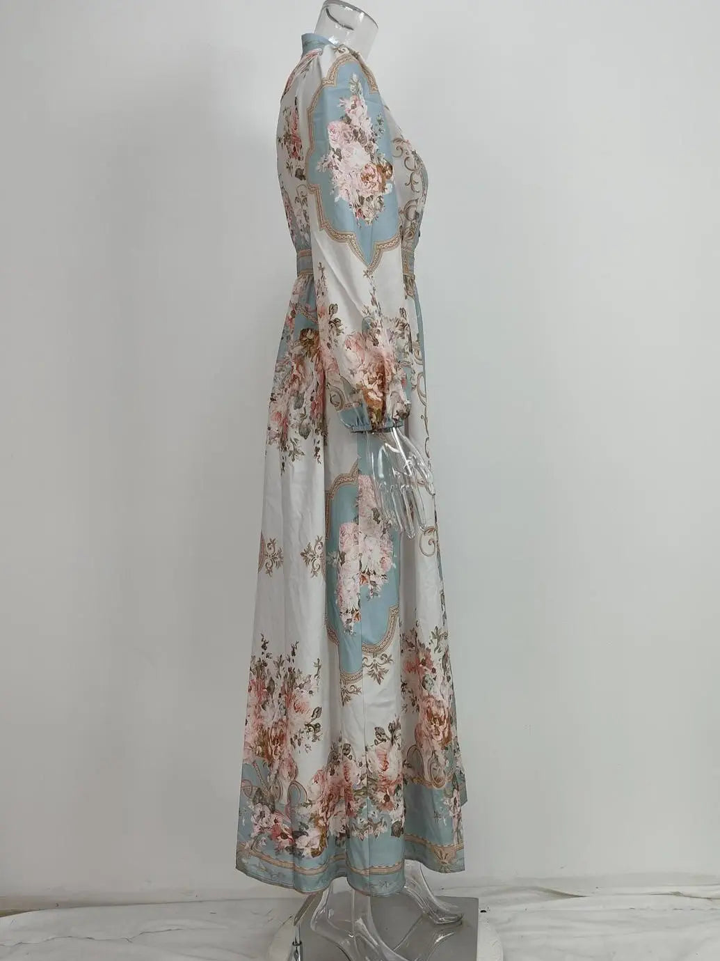 Gisella Vintage Boho Floral Print Pleated Dress