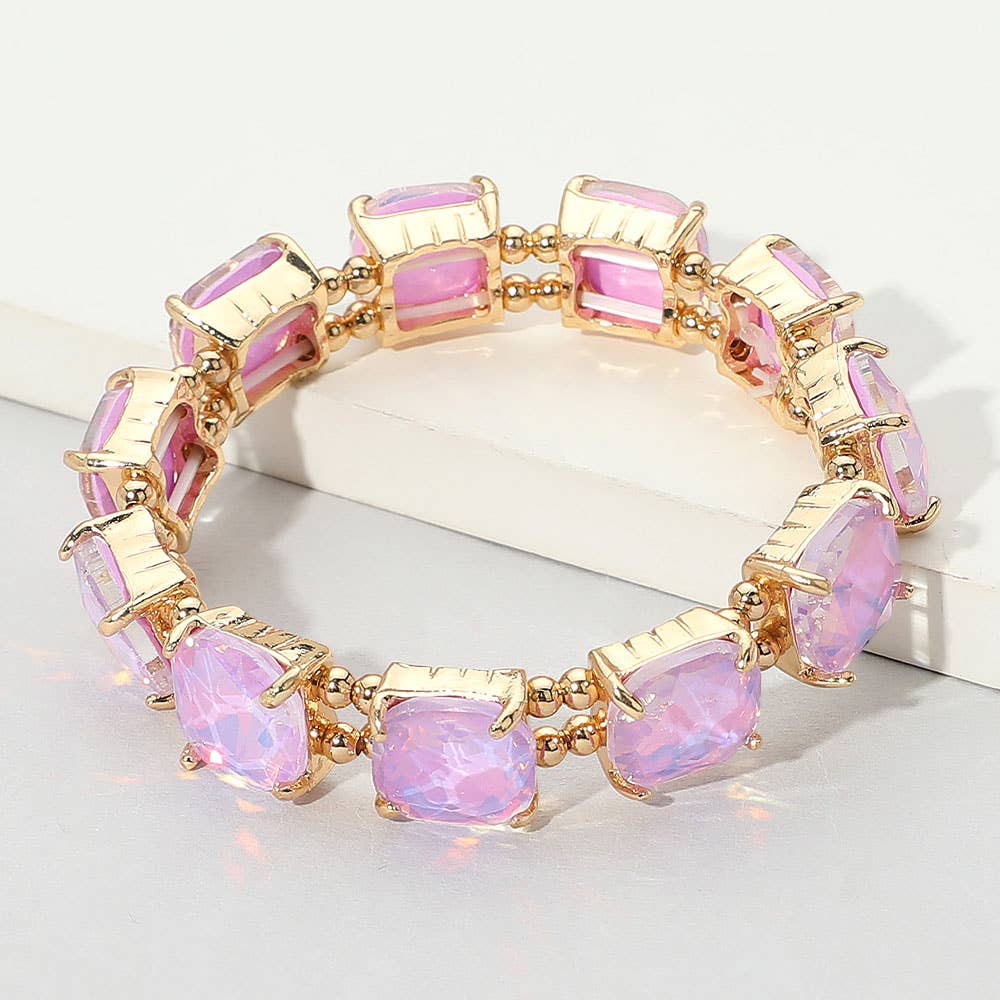 Cushion Square Stone Stretch Evening Bracelet: GCL