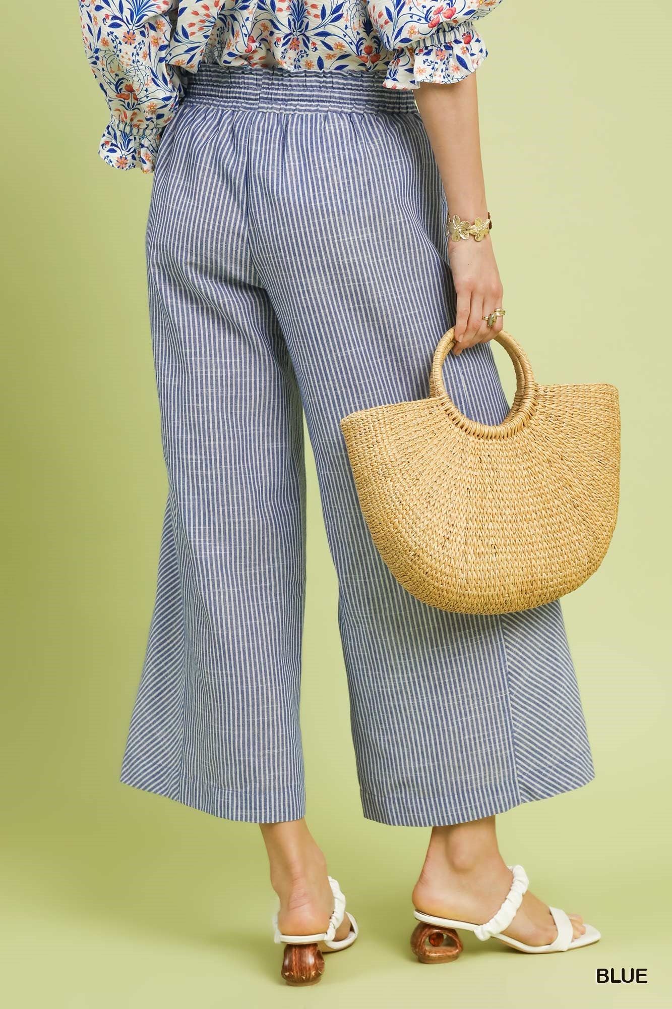 Saylor Linen Blend Striped Wide Leg Pants