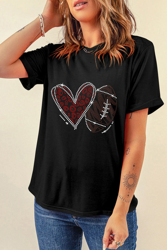 Denise Black Rhinestone Graphic Tee