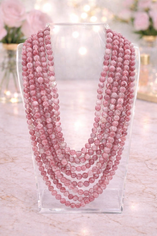 Multi Strand Pink Necklace