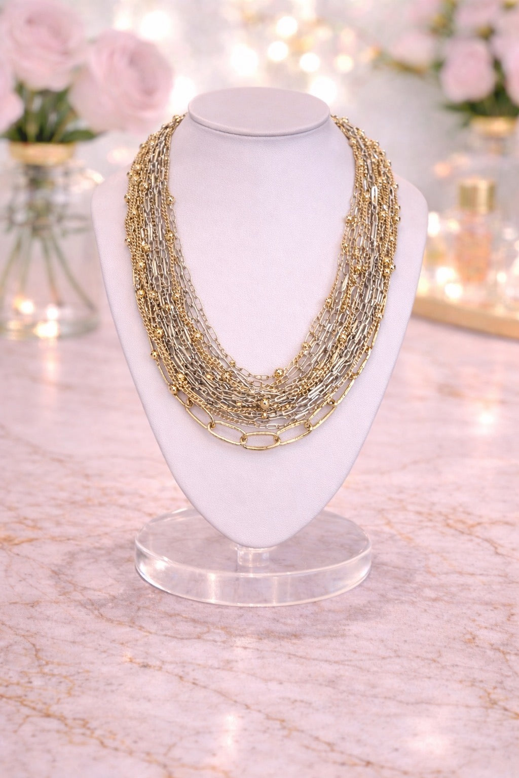 Mixed Metal Multi Strand Necklace