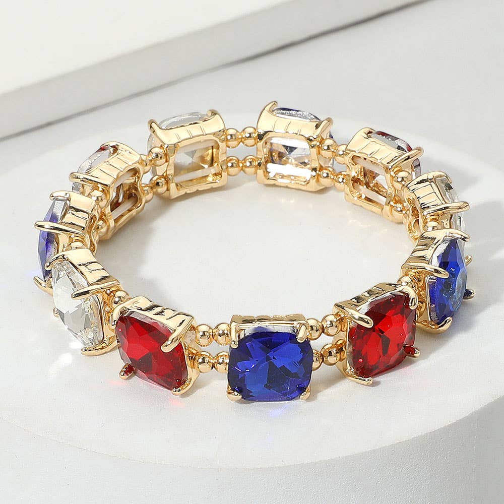 Cushion Square Stone Stretch Evening Bracelet: GCL